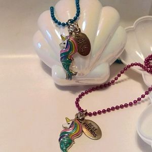 🩷❤️Best Friend Unicorn Mermaid Necklace Set Rainbow Valentine's Day